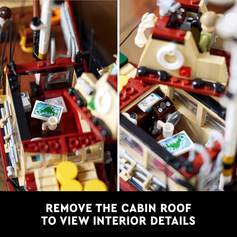 LEGO Ideas Jaws Set Diorama Kit for Fans of the Classic Movie Shark Toy Movie Memorabilia Gift for Adults Includes Orca Boat and Chief Brody Hooper and Quint Minifigures 21350