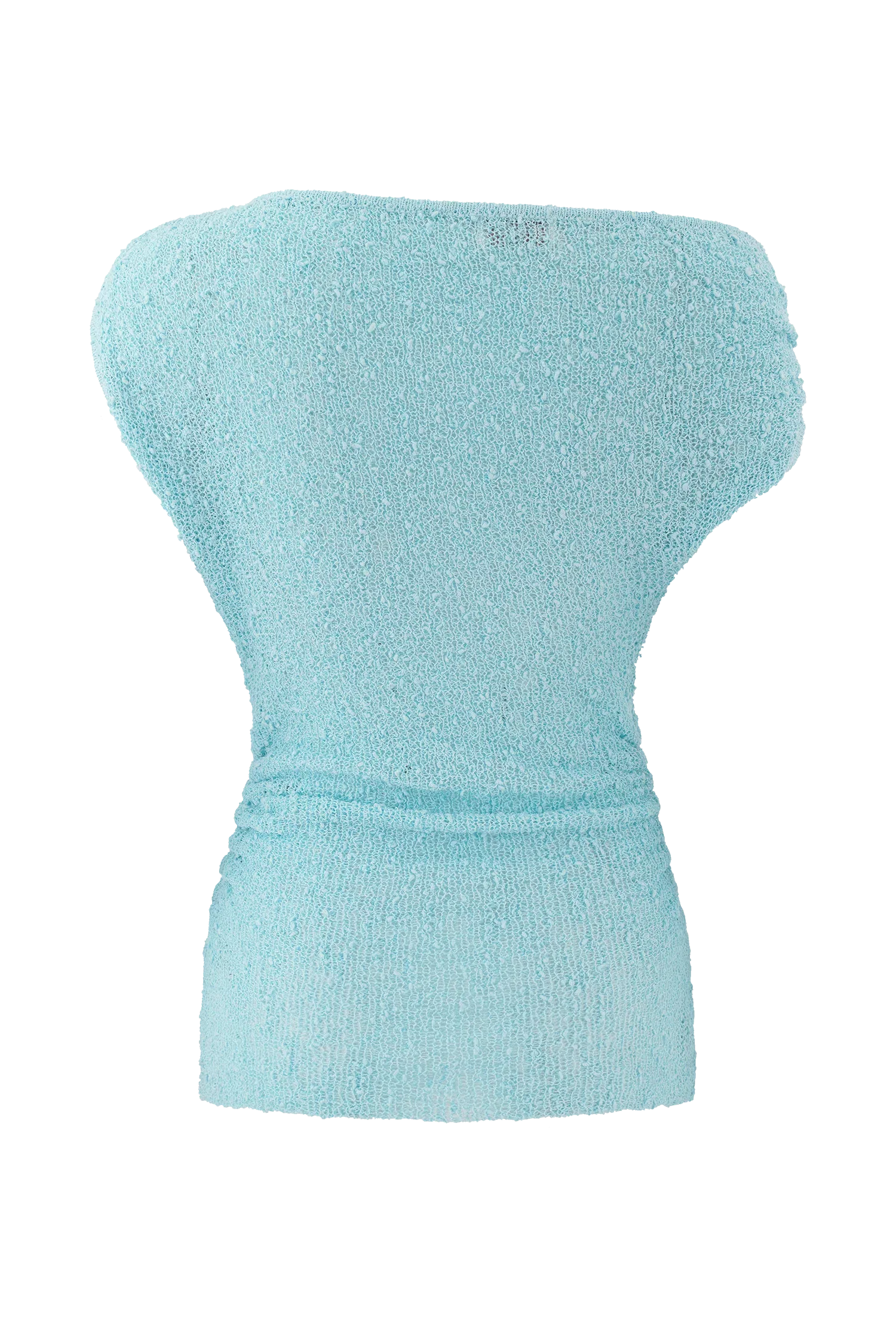Chloe Off Shoulder Boucle Knit Top Light Blue