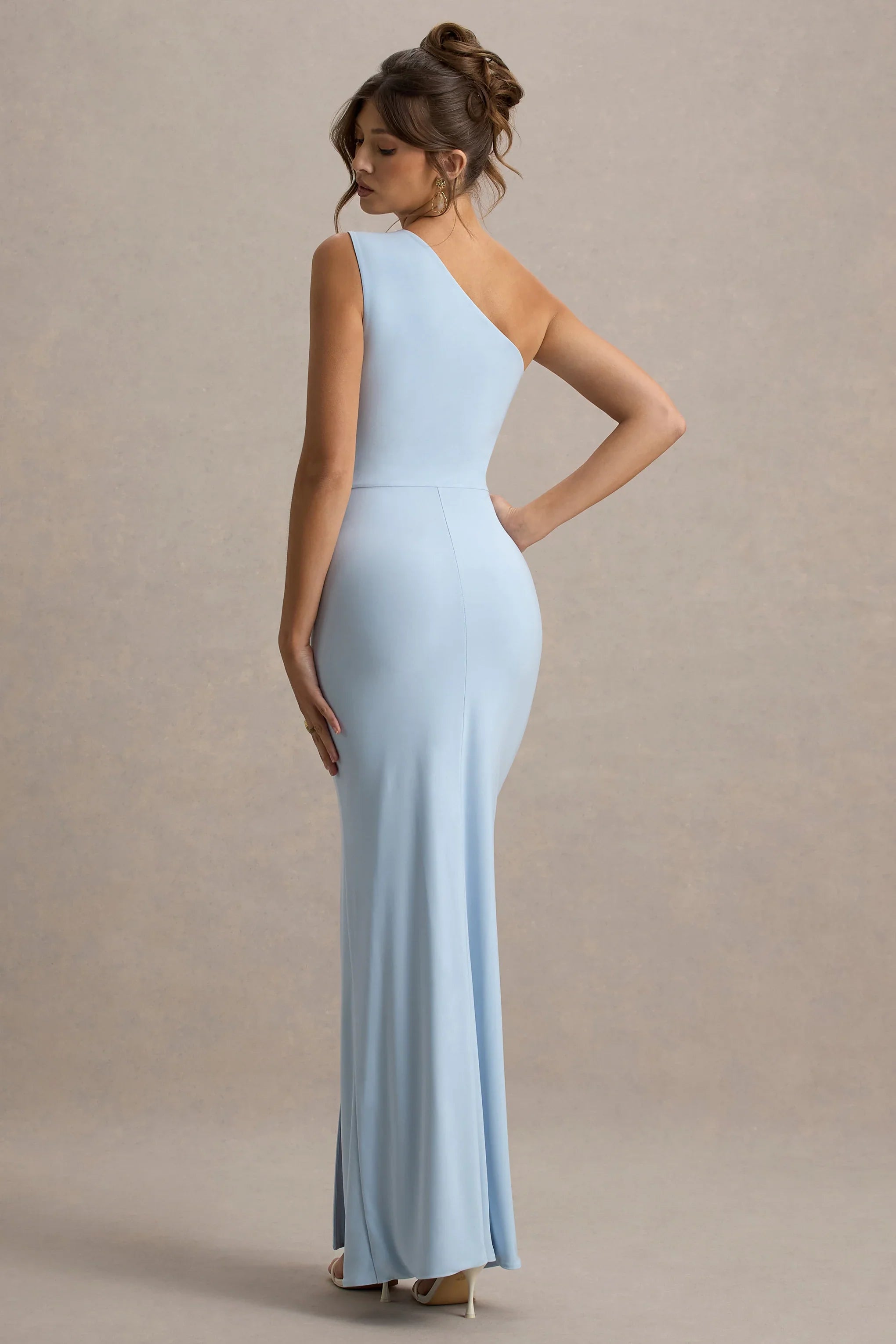 Galene Powder Blue Asymmetric Wrap Maxi Dress