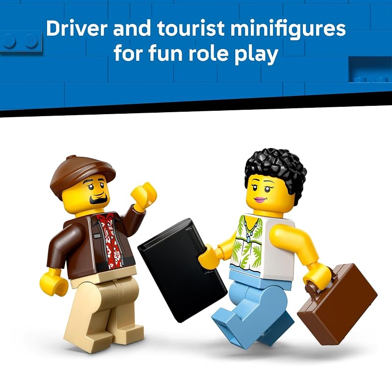 LEGO City Yellow Taxi Car Building Toy for Kids Pretend Play Set for Boys Girls Ages 5 Toy Car W Taxi Driver Tourist Minifigures Gift Idea for Birthdays 60487