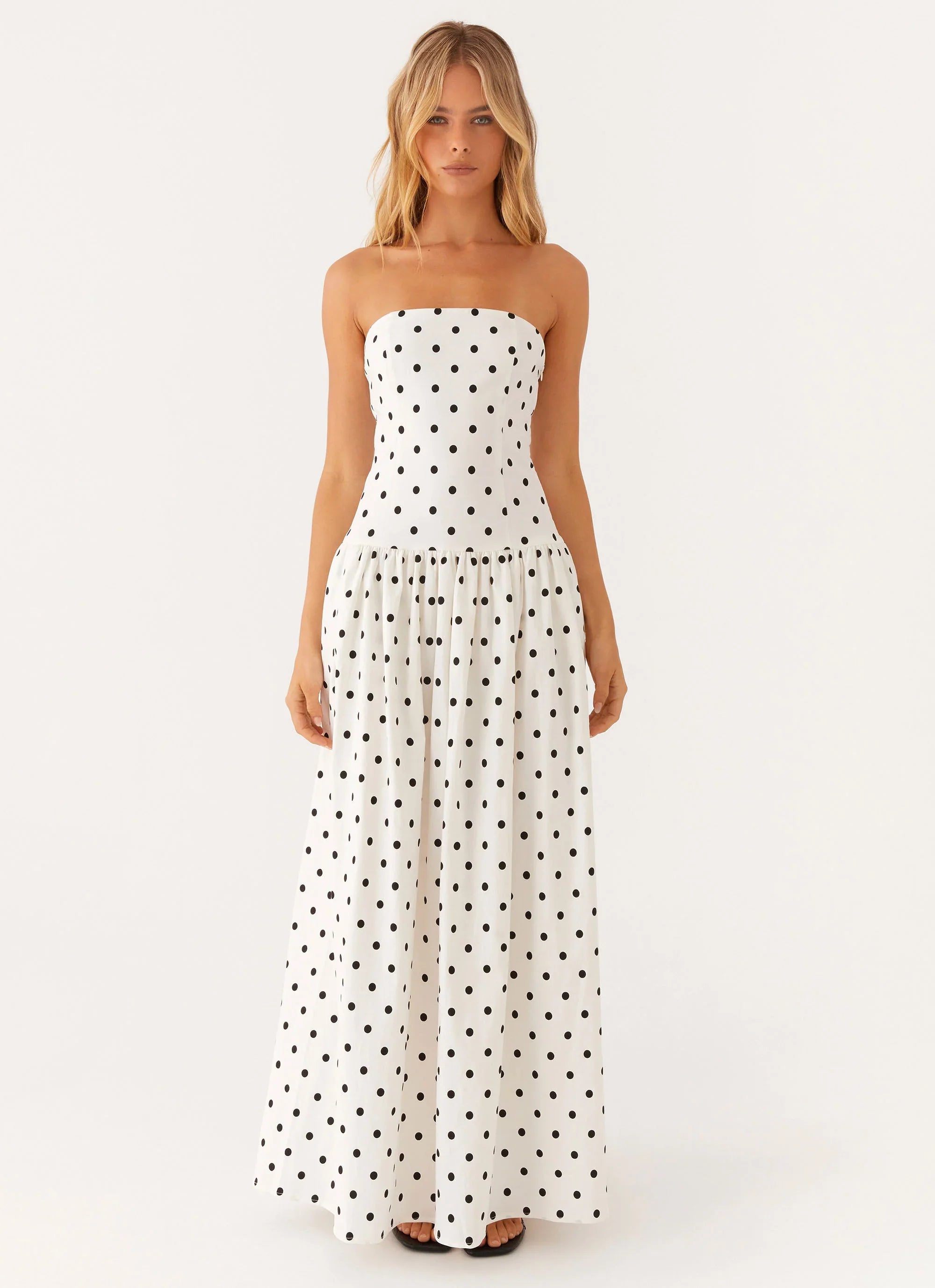 Andorra Maxi Dress White Polkadot