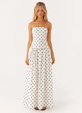 Andorra Maxi Dress White Polkadot