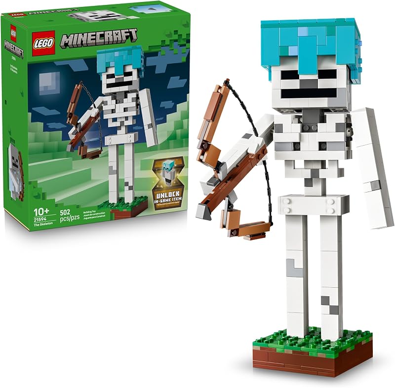 LEGO Minecraft The Skeleton 21594 Building Toys for Boys Girls Ages 10 Display for Bedroom 502 pieces Gift for Gamers