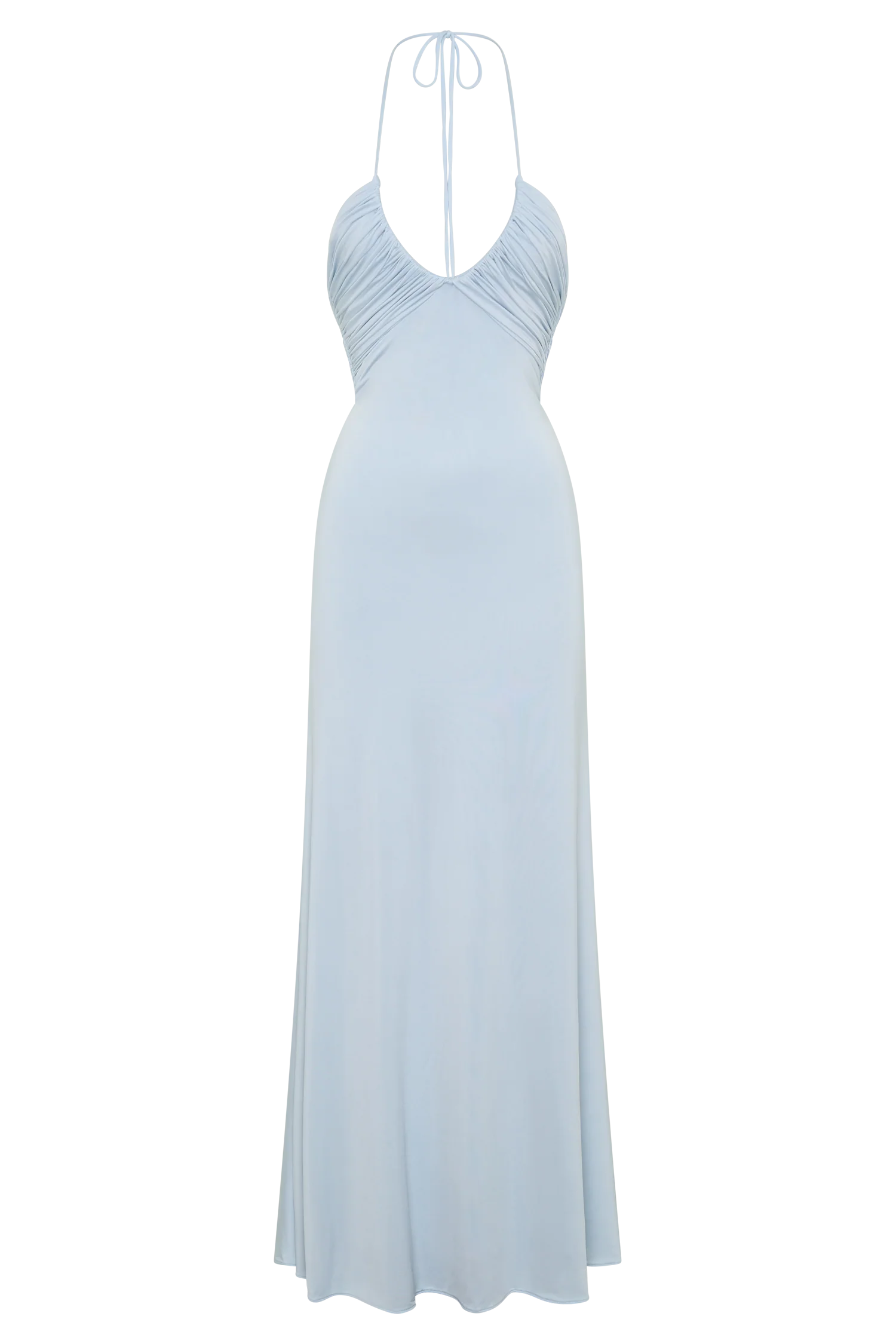 Maely Gathered Slinky Maxi Dress Pale Blue