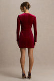 Irresistible Burgundy Velvet Square Neck Mini Dress