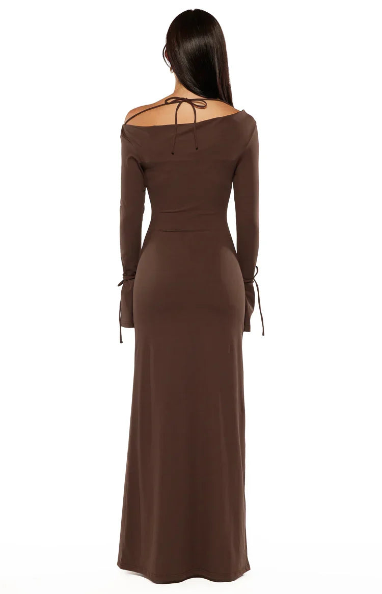 Elisha Chocolate Jersey Maxi Dress