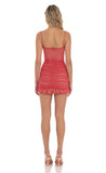 Dotted Mesh Bodycon Dress in Red