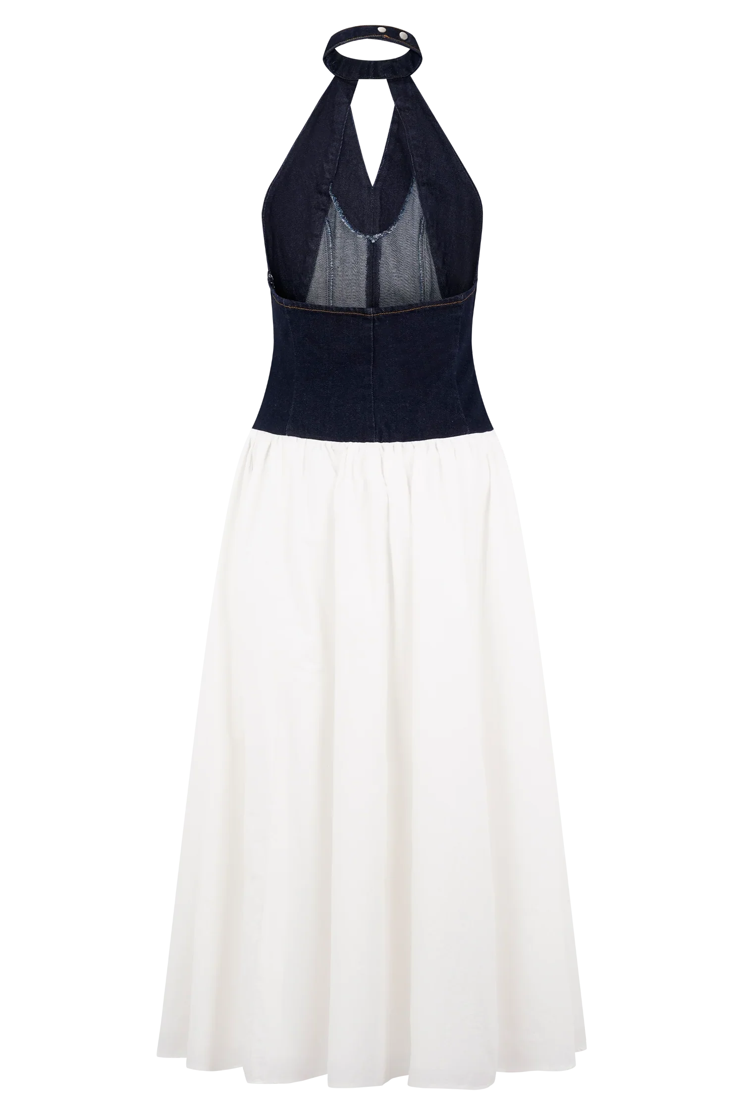 Ashwin Denim Cotton Midi Dress Indigo Blue
