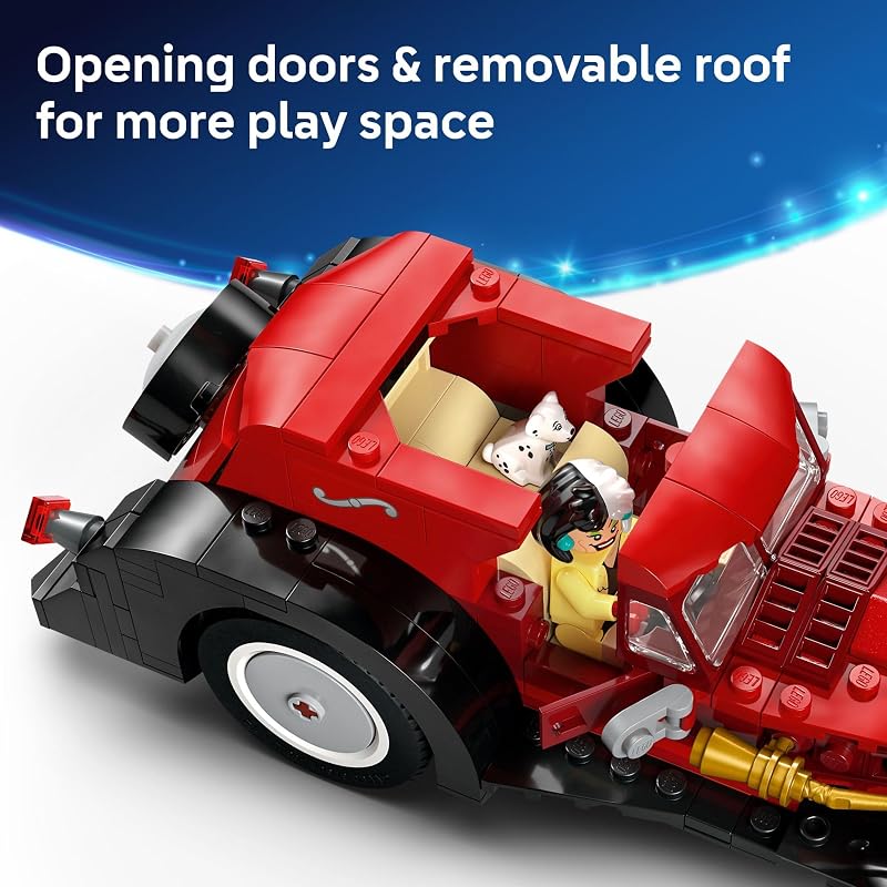LEGO Disney Cruella De Vils Car Building Toy 101 Dalmations Pretend Play Vehicle Building Set for Girls Boys Ages 9 Gift Idea for Birthdays 43277