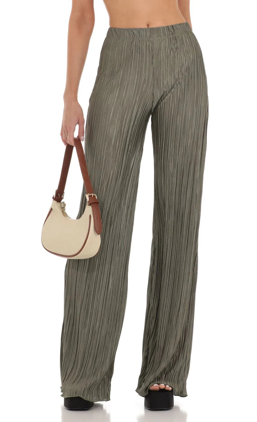 Pleated Two Piece Set in Green