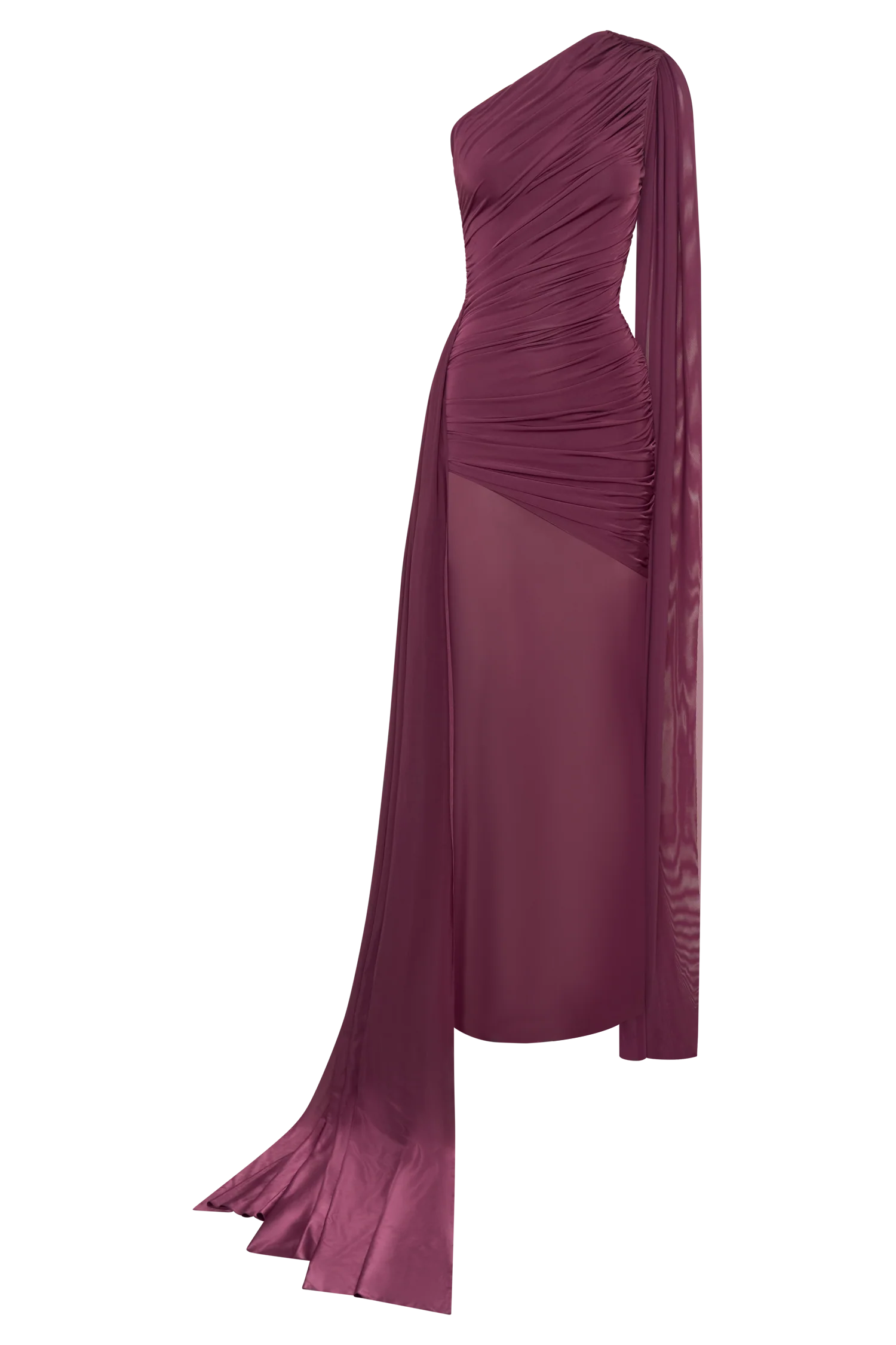 Asher Slinky One Shoulder Maxi Dress Neutral Plum